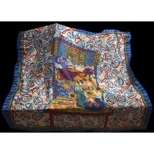 BEC PIERCE Silk Sydney Harbour Brights Scarf 78x78cm Collectors Item,HandrollHem